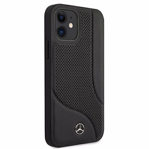 Mercedes Ādas perforētās zonas viedtālruņa apvalks iPhone 12 mini - melns