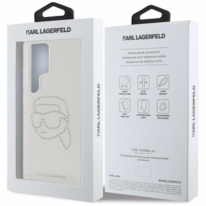 Karl Lagerfeld viedtālruņa apvalks ar rhinestones Karl Head logotipu Samsung Galaxy S25 Ultra caurspīdīgs