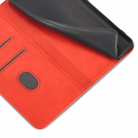 Magnētiskais greznais apvalks Samsung Galaxy S23+ ar atveramu maciņa vāku un statīvu sarkana