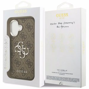Guess 4G Big 4G Classic Logo viedtālruņa apvalks, paredzēts iPhone 17 – brūnā un sudraba krāsā