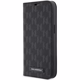 Karl Lagerfeld KLBKP14LSAKLHPK iPhone 14 Pro 6.1" grāmatas tipa apvalks melns Saffiano Monogram