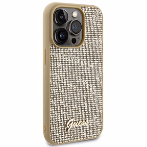 Guess Disko Metāla Uzraksts viedtālruņa apvalks iPhone 15 Pro - zelta