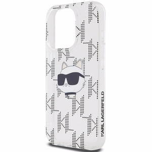 Karl Lagerfeld IML Choupette galvas un monogrammas apvalks iPhone 15 Pro - caurspīdīgs