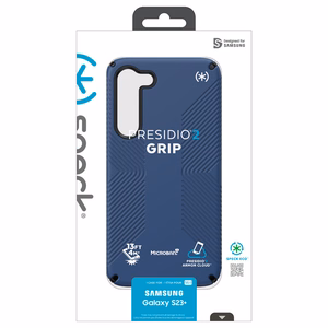 Speck Presidio2 Grip vāciņš ierīcei Samsung Galaxy S23+, ar neslīdošu satvērienu, ar “Coastal Blue / Black” rakstu