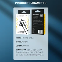 Wozinsky WNBAA 4in1 kabelis 2x USB-C 1x USB-A 1x Lightning 60W 1 m - melns