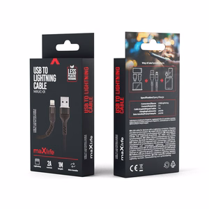 Maxlife MXUC-01 kabelis USB - Lightning 1,0 m 2A melns neilona materiāls