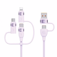 USAMS Kabelis U85 2xUSB-C/USB/Micro-USB/ Lightning 6w1 1,2m 100W PD Fast Charge violets SJ645USB02 (US-SJ645)