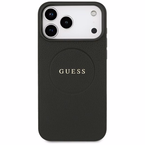 Guess Grained Gold Ring MagSafe maciņš modelim iPhone 18 Pro Max / 17 Pro Max – krāsa: melna