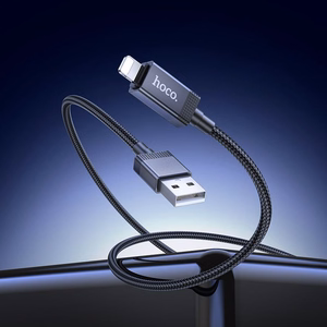 Kabelis USB A uz Lightning Hoco 2,4A ar ekrānu 1 m X118 melns