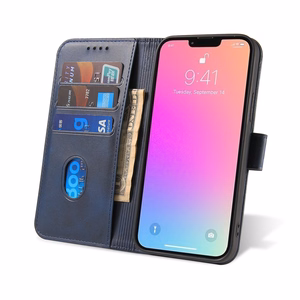 Magnet Case elegant bookcase type case with kickstand for iPhone 13 Pro blue