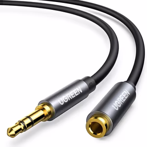 Ugreen AV118 10592 кабель 3.5мм mini jack (штекер) / 3.5мм mini jack (гнездо) 1м — серебристый