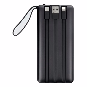 VEGER portatīvais lādētājs 10000 mAh ar iebūvētiem kabeļiem Micro USB / Type C / Lightning C10 (W1116) melna