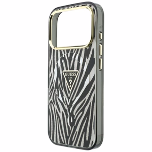 Guess IML Zebra Glitter Triangle Logo MagSafe maciņš modelim iPhone 18 Pro / 17 Pro – krāsa: sudraba