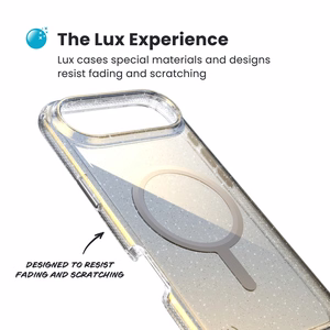 Speck Presidio Lux Glitter MagSafe vāciņš ierīcei iPhone Air, “Clear / Hyper Mirror Glitter” krāsā