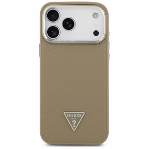 Guess Grained Triangle Logo Magnētiskais viedtālruņa apvalks iPhone 17 Pro Max brūns