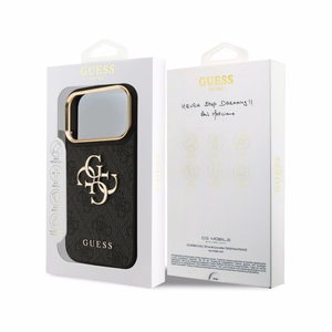 Case Guess PU Leather 4G Metal Logo Gold Frame Apple iPhone 18 Pro Max black