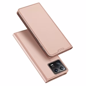 Dux Ducis Skin Pro viedtālruņa apvalks Xiaomi 13 ar kartes turētāju un statīvu rozā