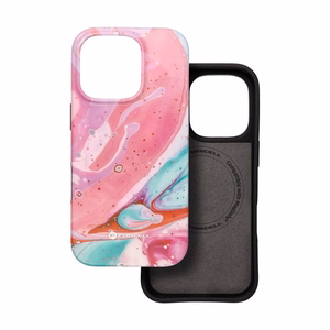 FORCELL F-PROTECT Mirage militārā standarta viedtālruņa apvalks, saderīgs ar MagSafe, IPHONE 16 PRO, rozā marmors