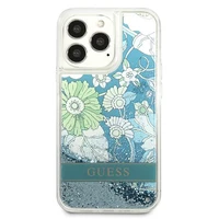 Guess GUHCP13LLFLSN iPhone 13 Pro / 13 6.1" zaļš/zaļš cietais apvalks ziedu šķidrs spīdums