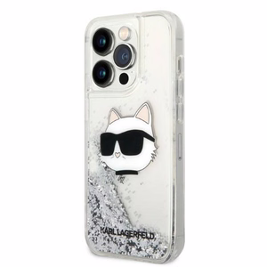 Karl Lagerfeld KLHCP14LLNHCCS iPhone 14 Pro 6.1" cietais viedtālruņa apvalks sudrabains/sudrabains Mirdzošs Choupette Head