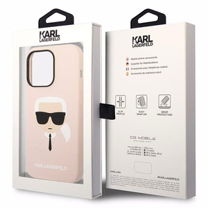 Karl Lagerfeld KLHMP14XSLKHLP iPhone 14 Pro Max 6.7 "cietais apvalks gaiši rozā / gaiši rozā silikona Karl`s Head Magnētiskais