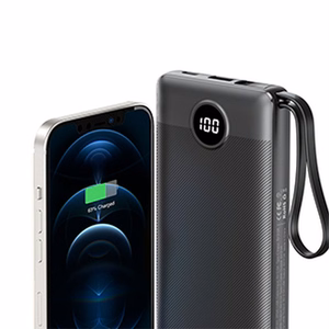 VEGER portatīvais lādētājs 10000 mAh ar iebūvētiem kabeļiem Micro USB / Type C / Lightning C10 (W1116) melna