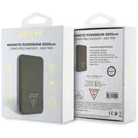 Guess Grained Triangle portatvais ladetajs ar MagSafe 5000mAh 15W USB-C - bruns