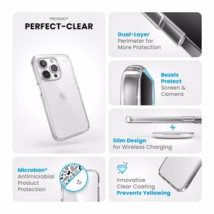 Speck Presidio Perfect-Clear vāciņš ierīcei iPhone 15 Pro, caurspīdīgs