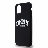 DKNY Šķidrs silikona balts drukāts logotips magnētiskais viedtālruņa apvalks iPhone 11/Xr - melns