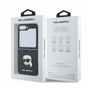 Karl Lagerfeld Saffiano monogrammas viedtālruņa apvalks Samsung Galaxy Z Flip 6 - melns