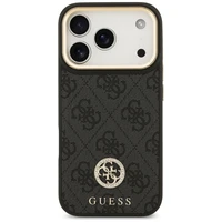 Guess 4G Strass Logo & Big Strap Metal Buttons Magnētiskais viedtālruņa apvalks iPhone 17 Pro - melns