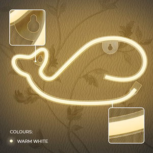 Neon LED Light WHALE warm balts Bat + USB FLNE09 Forever Light