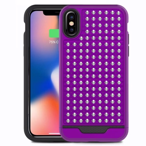 Zizo Star Diamond Hybrid vāciņš ierīcei iPhone X, violets un melns