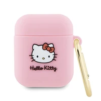 Hello Kitty silikona 3D Kitty galvas apvalks AirPods 1/2 - rozā