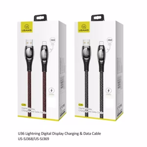 USB Cable USAMS "SJ369 - U36" Black "Lightning" 200cm (Digital Charging Display)