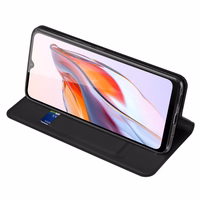 Dux Ducis Skin Pro viedtālruņa apvalks Xiaomi Redmi 11A / Poco C55 / Redmi 12C vāks ar atveramu kartes maciņu melns