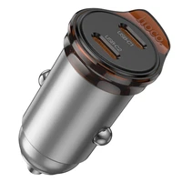 Automobiļa lādētājs Hoco 2 x USB C PD QC3.0 45W NZ16B metāla pelēks
