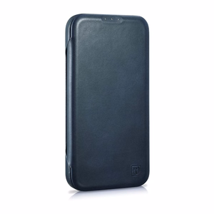 iCarer CE Premium ādas folio vāciņš iPhone 14 Plus ar MagSafe magnētisku flip vāciņu - zilā krāsā