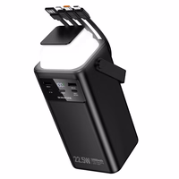 Borofone Portatīvais lādētājs 50000mAh BJ65A High - 2xUSB + Type C - QC 3.0 22,5W + PD 20W ar USB, Type C, Lightning un micro USB melna