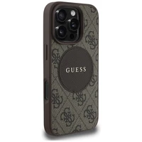 Guess 4G Circle Classic Logo Magnētiskais viedtālruņa apvalks iPhone 16 Pro - brūns