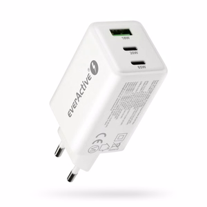 GaN lādētājs 1 x USB, 2 x USB-C Quick Charge 4+ 65W balts