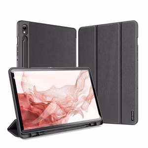 Dux Ducis Domo atverams un gudrs miega apvalks planšetdatoram Samsung Galaxy Tab S9 - melns