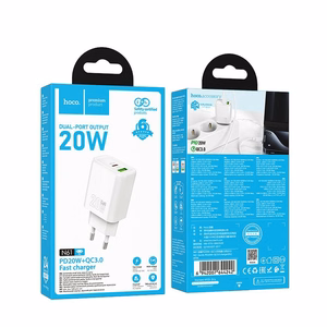 Lādētājs Hoco USB-A + USB-C QC3.0 PD 3A 20W N61 melns