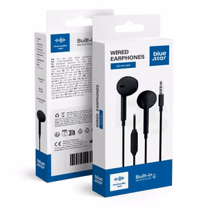 Wire earbuds Jack 3,5 mm Blue Star PA-E65 1,2 m black