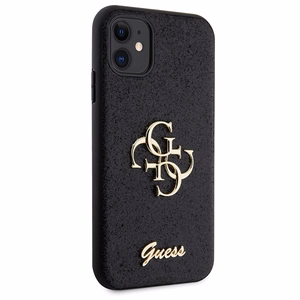 Guess GUHCN61HG4SGK apvalks iPhone 11 / Xr - melns mirdzošs uzraksts Liels 4G