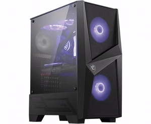 MSI MAG FORGE 100M vidēja torņa spēļu datora korpuss, melns, 2× 120 mm ARGB PWM ventilators, 1× 120 mm ventilators, ARGB Hub, Mystic Light Sync, rūdīts stikla panelis, ATX/mATX/mini-ITX