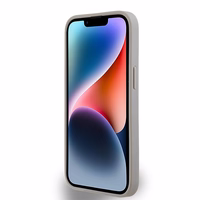 DKNY ādas mono svītra un metāla logotips viedtālruņa apvalks iPhone 15/14/13 - bēšs