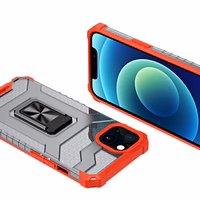 Caurspīdīgs gredzena statīva viedtālruņa apvalks, izturīgs un triecienizturīgs, iPhone 12 mini, sarkans