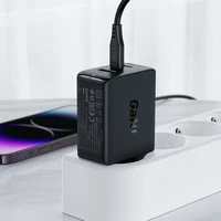 Acefast ātrais lādētājs GaN (2xUSB-C / USB-A) PPS / PD / QC4+ 65W melns (A41)