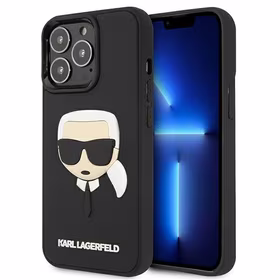 Karl Lagerfeld 3D gumijas Karla galvas apvalks iPhone 13 Pro / iPhone 13 - melns